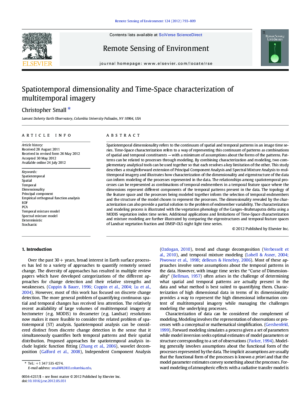 Spatiotemporal dimensionality and Time-Space characterization of multitemporal imagery