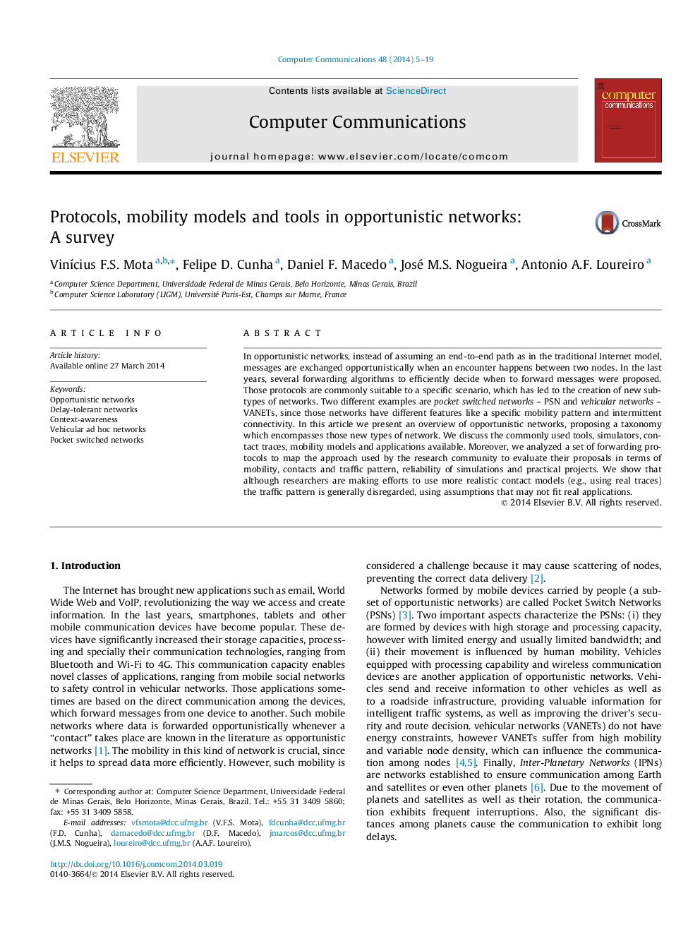 Protocols, mobility models and tools in opportunistic networks: A survey