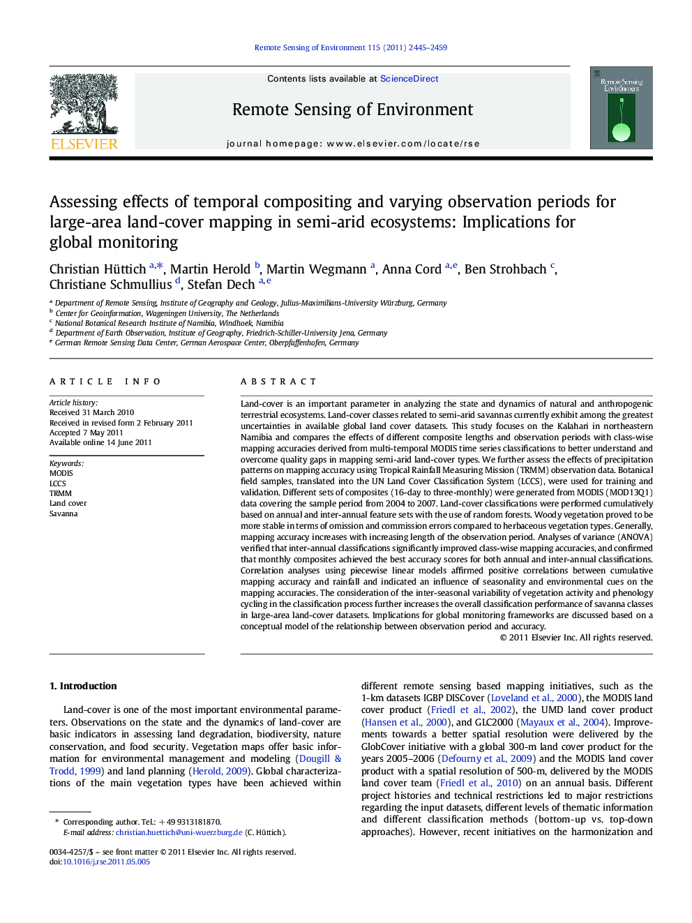 Assessing effects of temporal compositing and varying observation periods for large-area land-cover mapping in semi-arid ecosystems: Implications for global monitoring