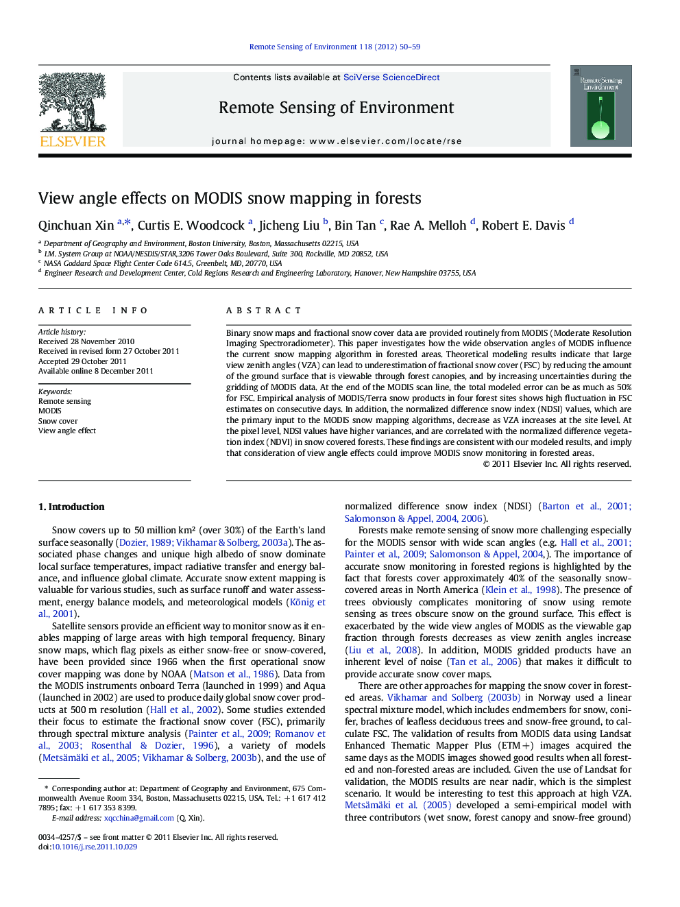 View angle effects on MODIS snow mapping in forests