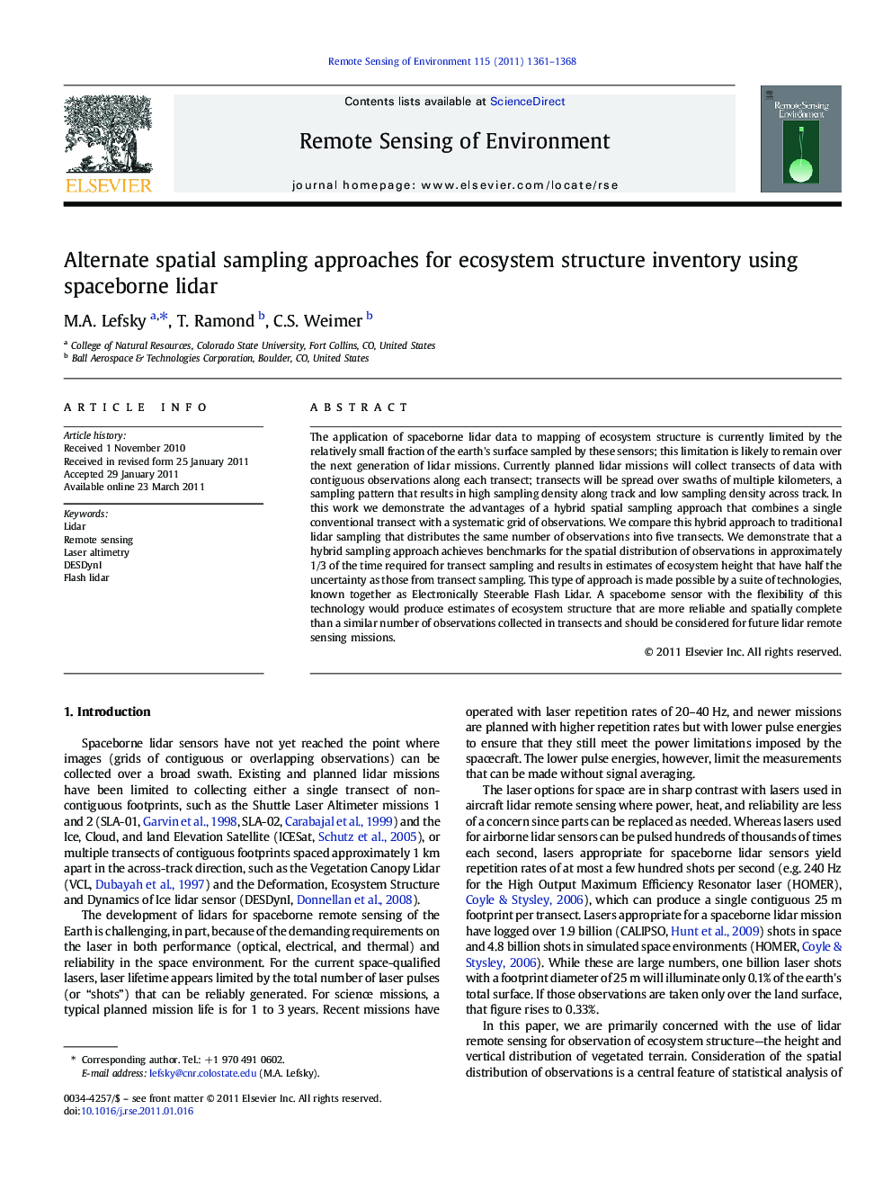 Alternate spatial sampling approaches for ecosystem structure inventory using spaceborne lidar