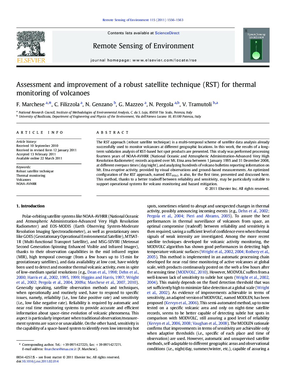 Assessment and improvement of a robust satellite technique (RST) for thermal monitoring of volcanoes