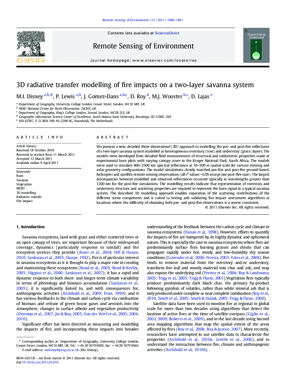 3D radiative transfer modelling of fire impacts on a two-layer savanna system