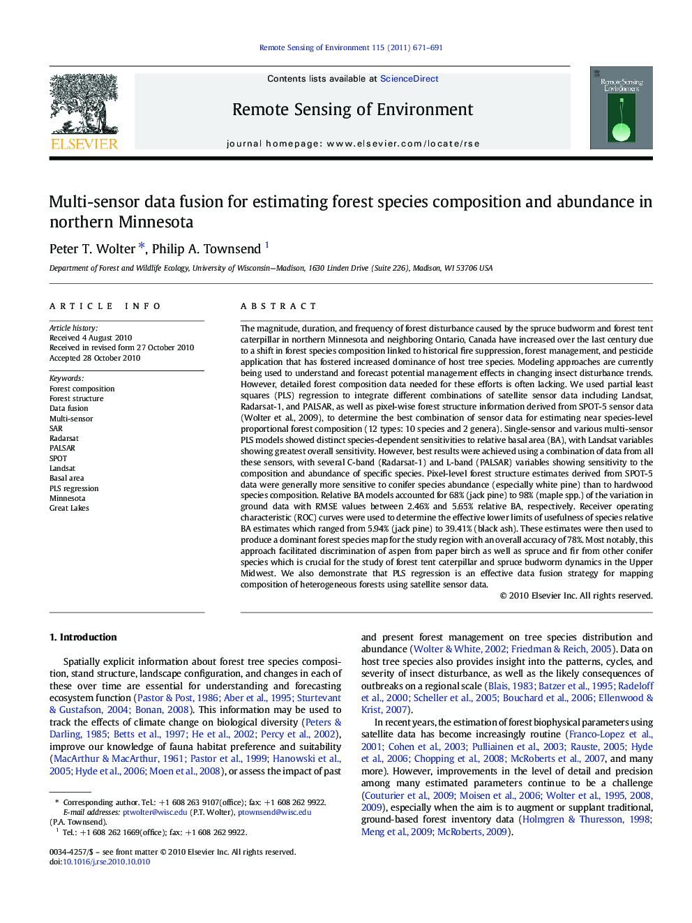 Multi-sensor data fusion for estimating forest species composition and abundance in northern Minnesota