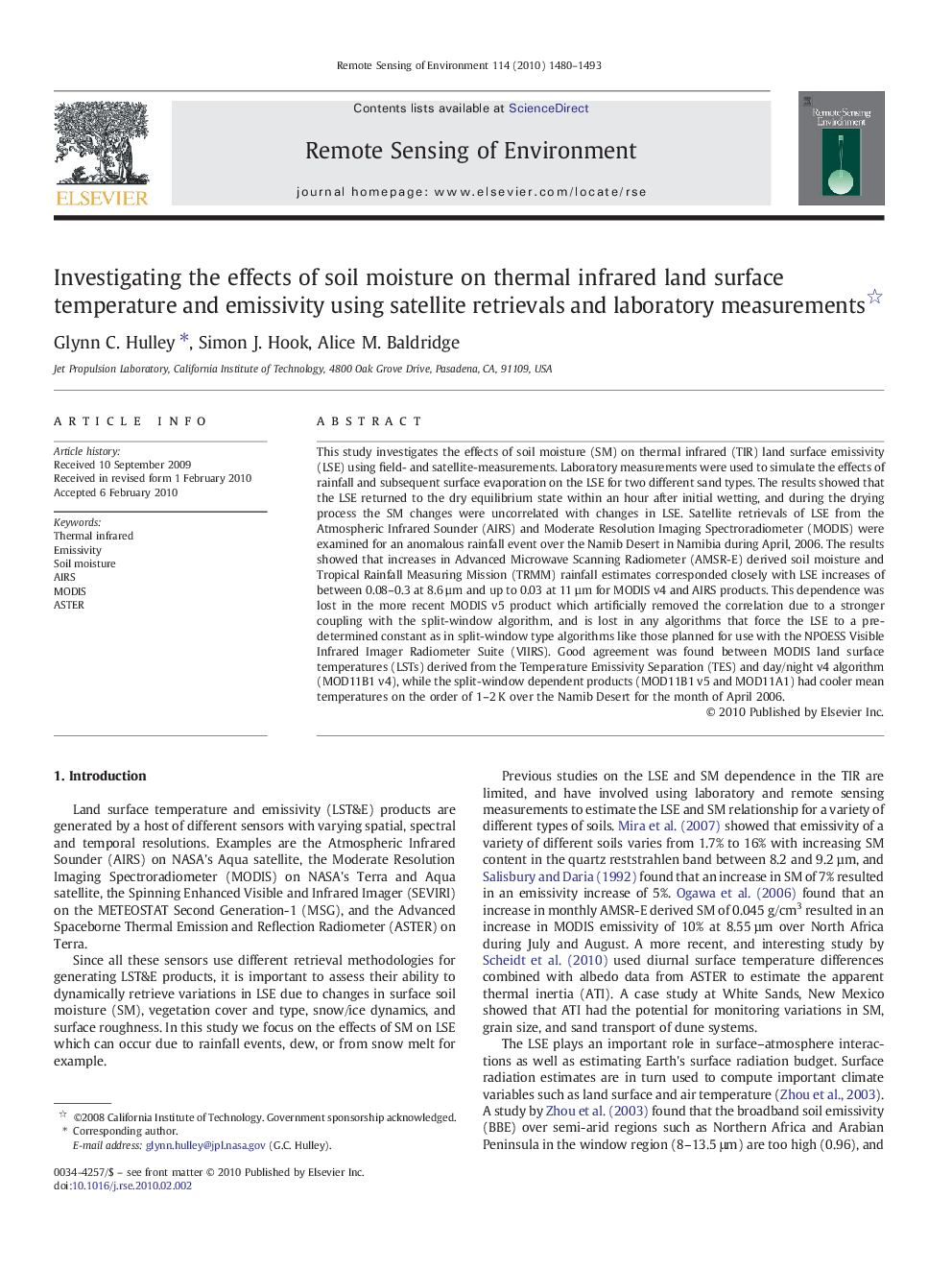 Investigating the effects of soil moisture on thermal infrared land surface temperature and emissivity using satellite retrievals and laboratory measurements 