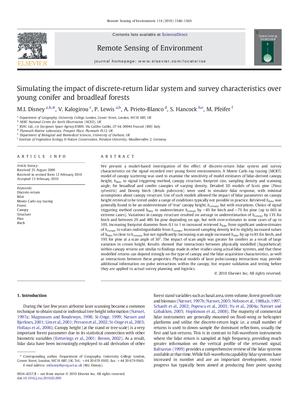 Simulating the impact of discrete-return lidar system and survey characteristics over young conifer and broadleaf forests