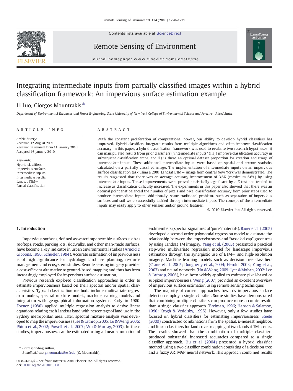 Integrating intermediate inputs from partially classified images within a hybrid classification framework: An impervious surface estimation example