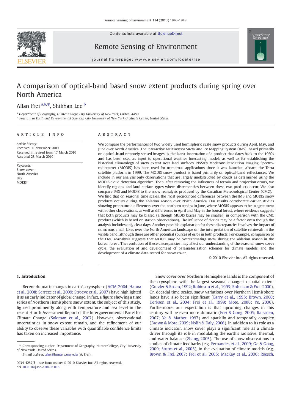 A comparison of optical-band based snow extent products during spring over North America