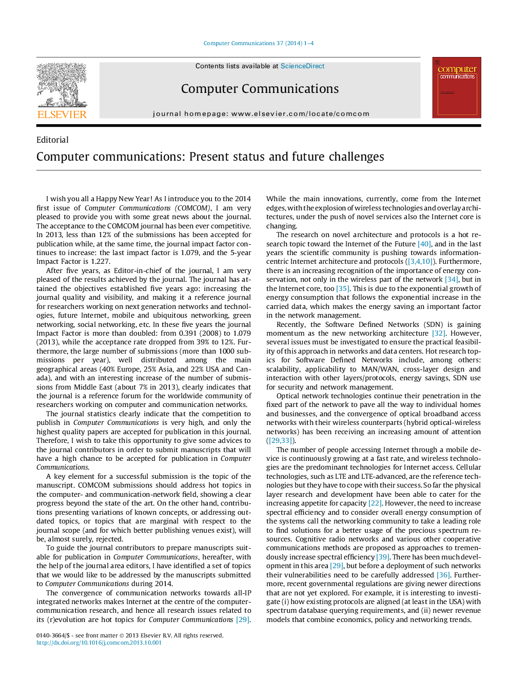 Computer communications: Present status and future challenges