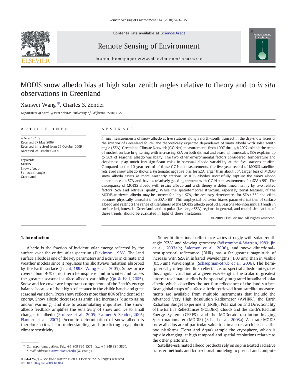 MODIS snow albedo bias at high solar zenith angles relative to theory and to in situ observations in Greenland