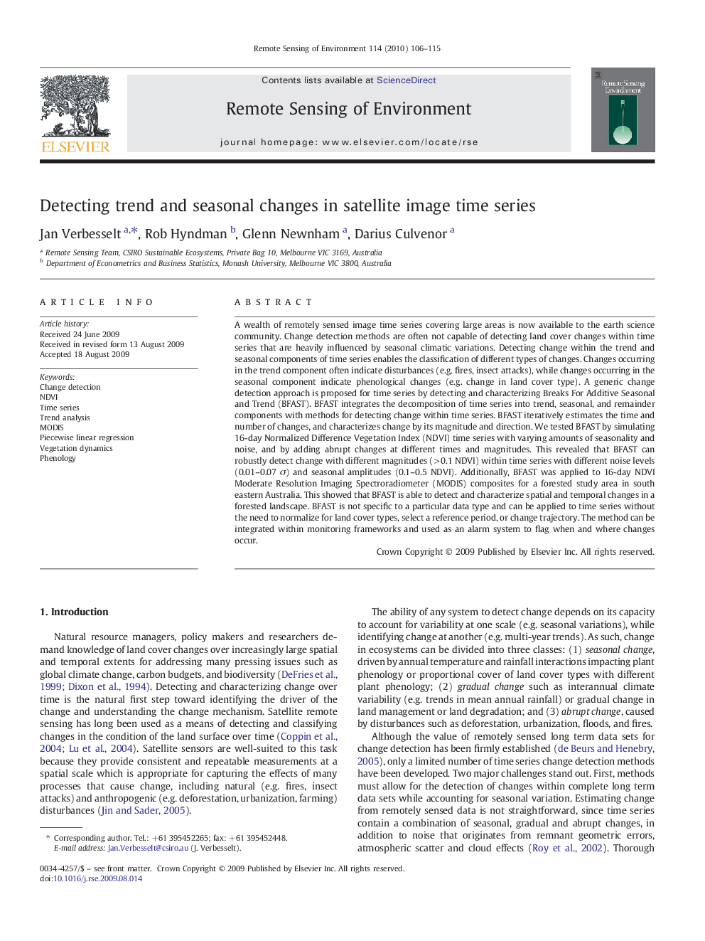 Detecting trend and seasonal changes in satellite image time series