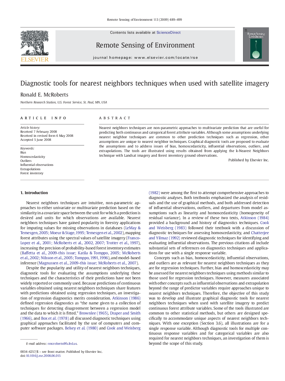 Diagnostic tools for nearest neighbors techniques when used with satellite imagery