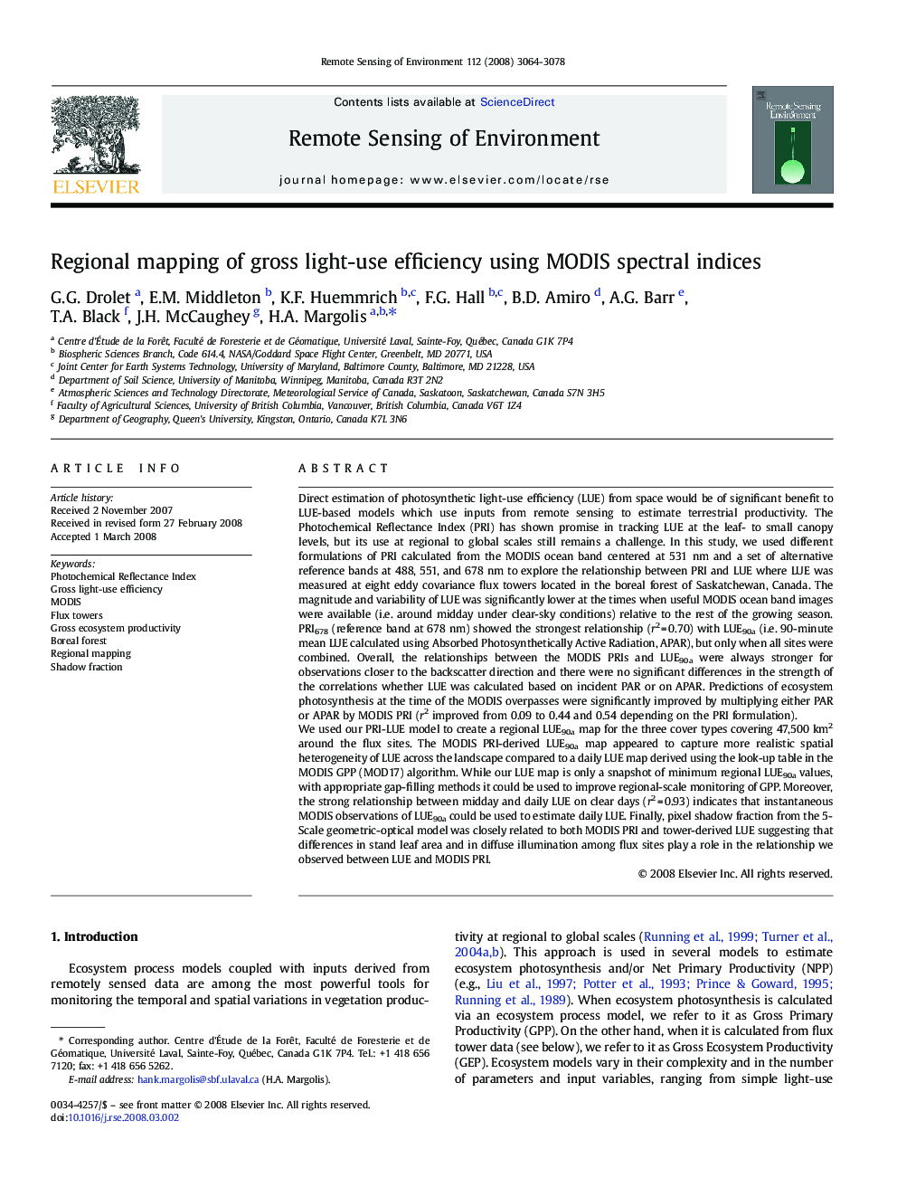 Regional mapping of gross light-use efficiency using MODIS spectral indices