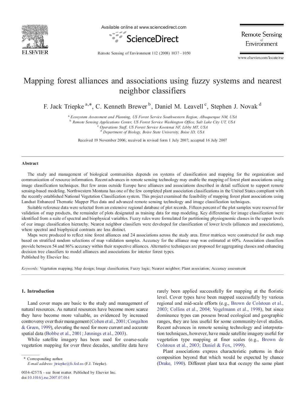 Mapping forest alliances and associations using fuzzy systems and nearest neighbor classifiers