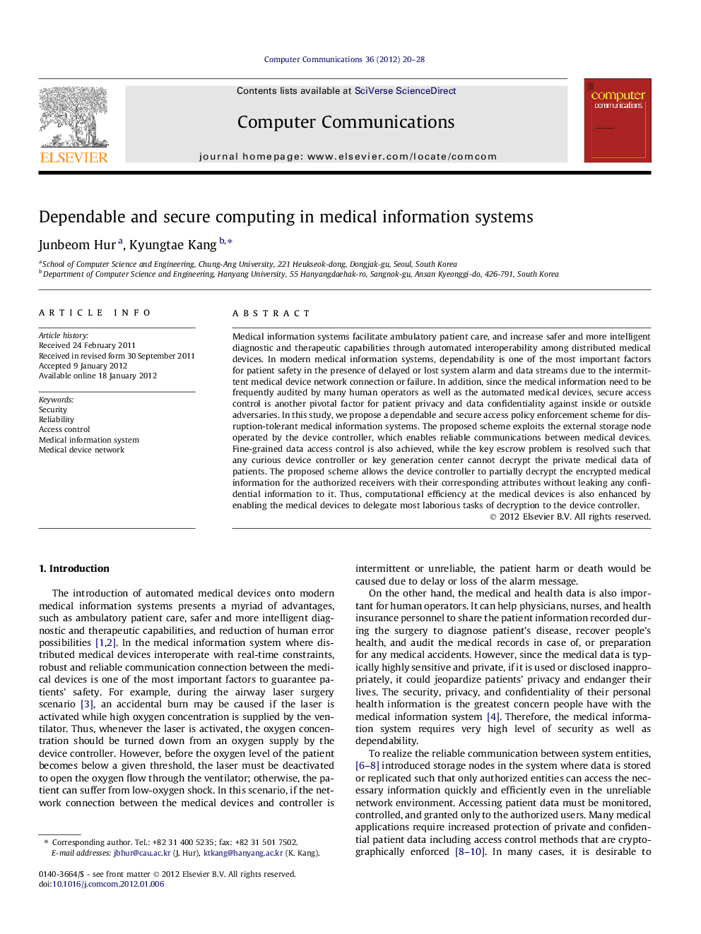 Dependable and secure computing in medical information systems