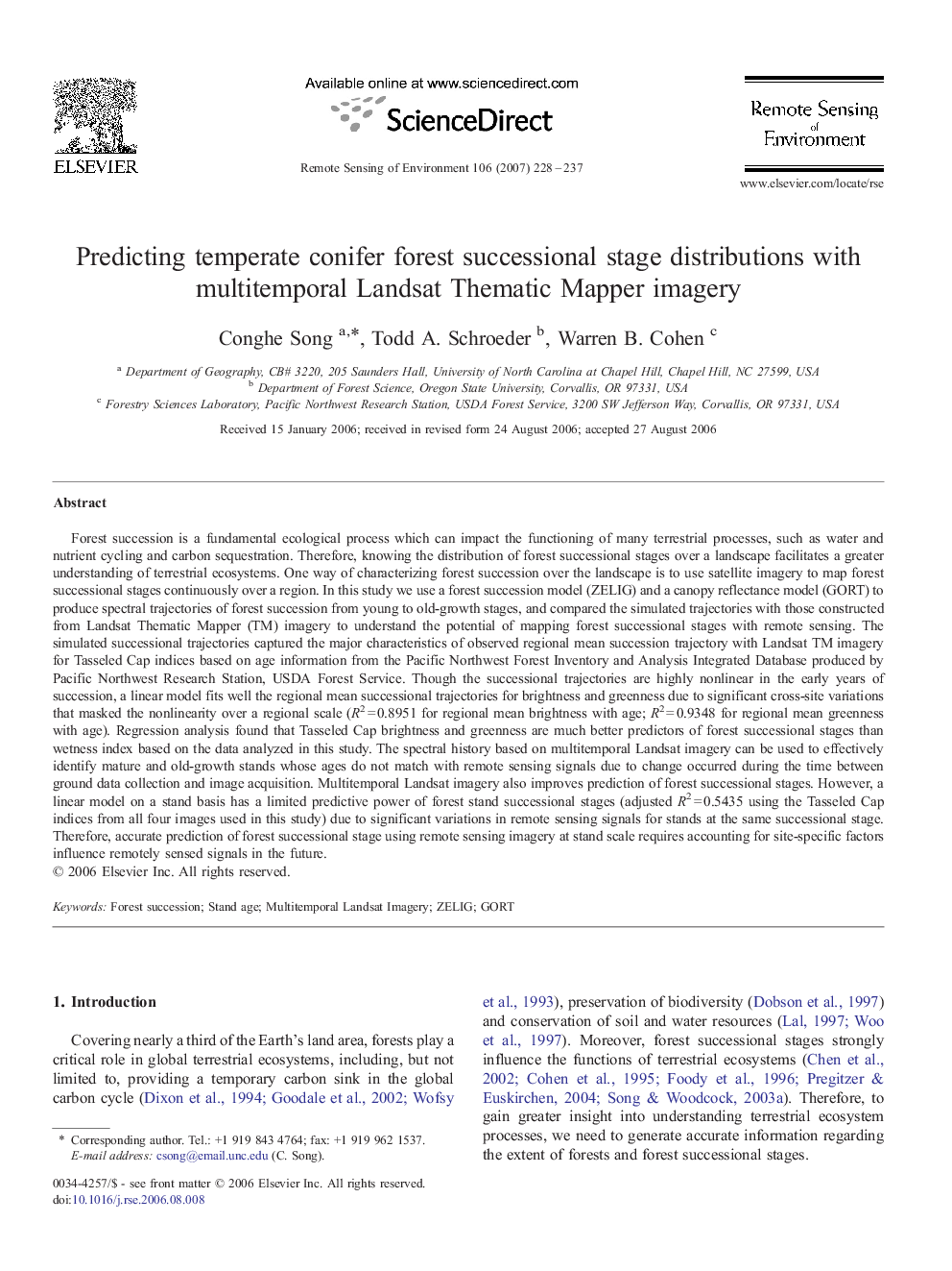 Predicting temperate conifer forest successional stage distributions with multitemporal Landsat Thematic Mapper imagery