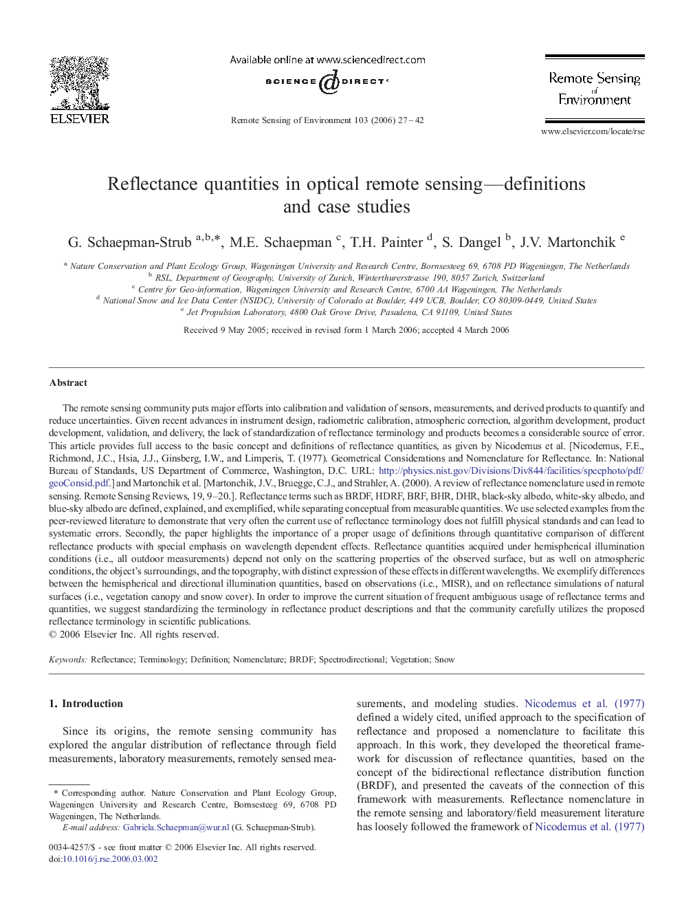 Reflectance quantities in optical remote sensing—definitions and case studies