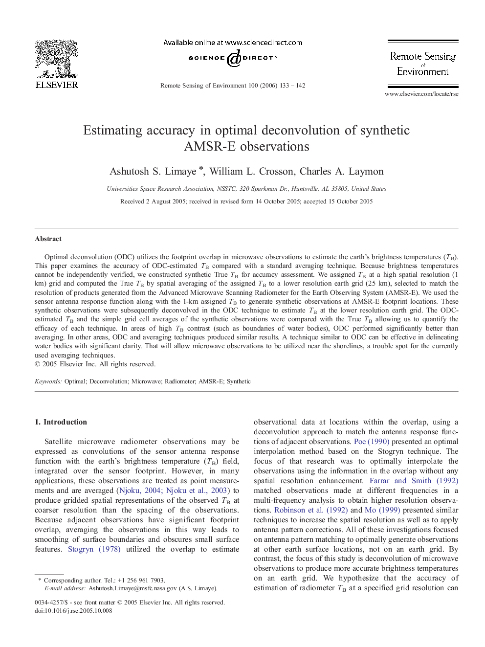 Estimating accuracy in optimal deconvolution of synthetic AMSR-E observations