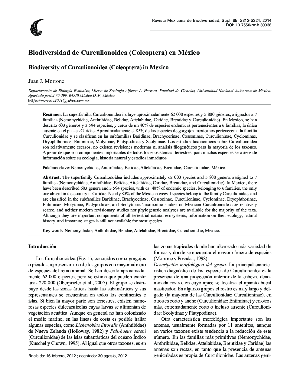 Biodiversidad de Curculionoidea (Coleoptera) en México
