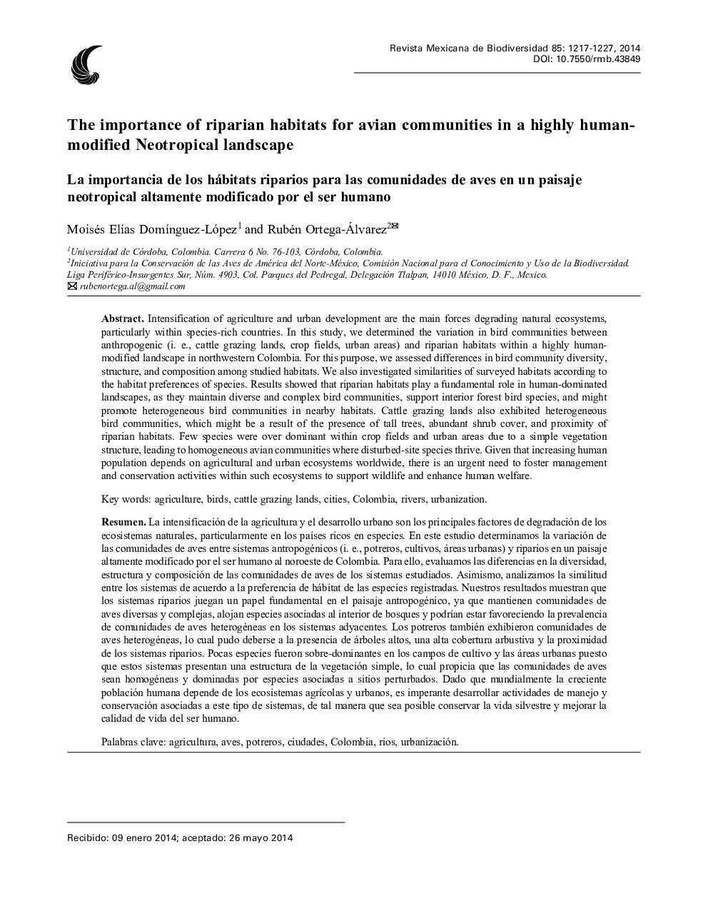 The importance of riparian habitats for avian communities in a highly human-modified Neotropical landscape