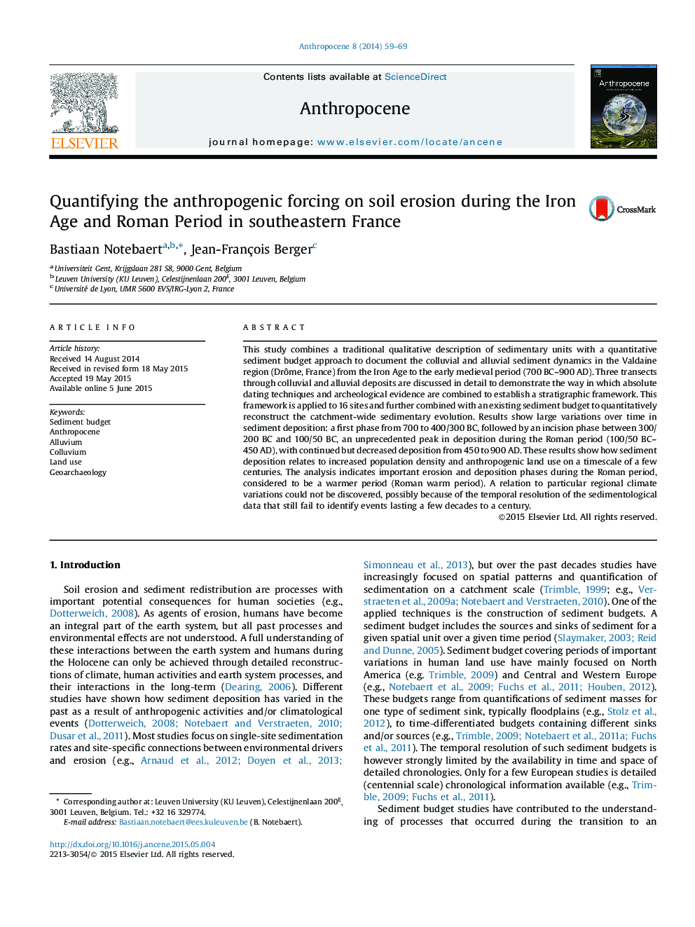 Quantifying the anthropogenic forcing on soil erosion during the Iron Age and Roman Period in southeastern France