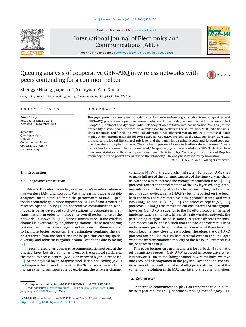 Queuing analysis of cooperative GBN-ARQ in wireless networks with peers contending for a common helper