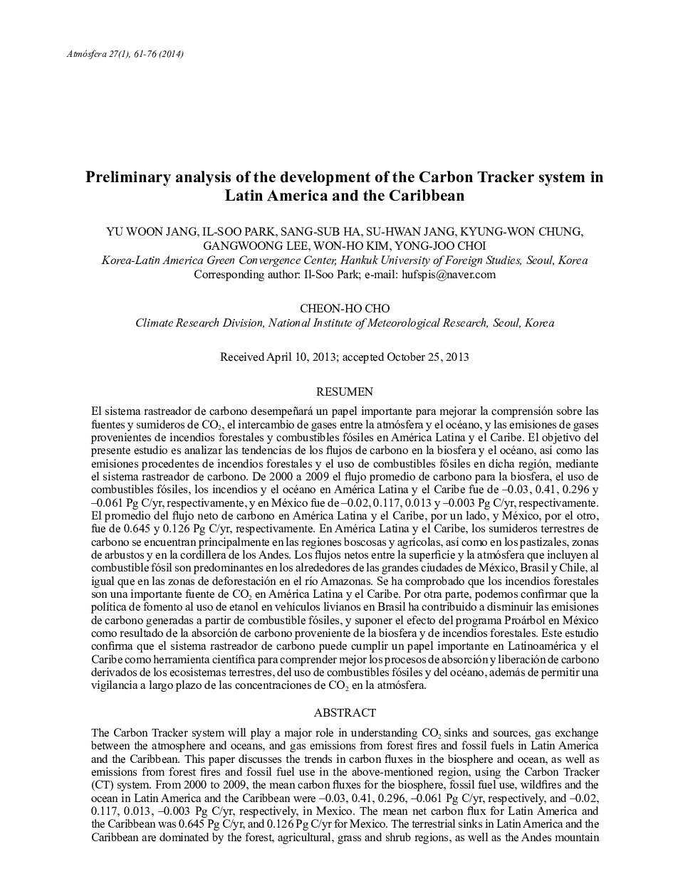 تجزیه و تحلیل مقدماتی توسعه سیستم ردیاب کربن در آمریکای لاتین و کارائیب 