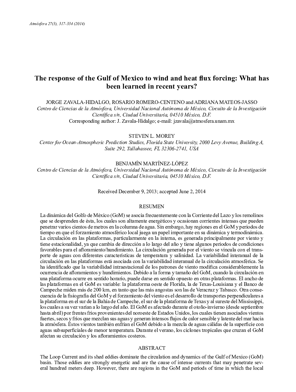 The response of the Gulf of Mexico to wind and heat flux forcing: What has been learned in recent years?