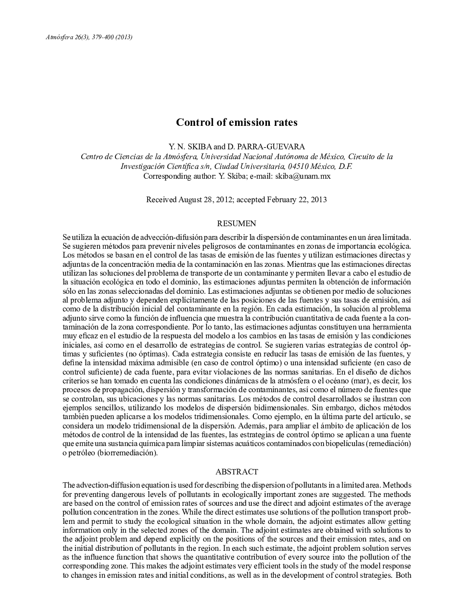 Control of emission rates