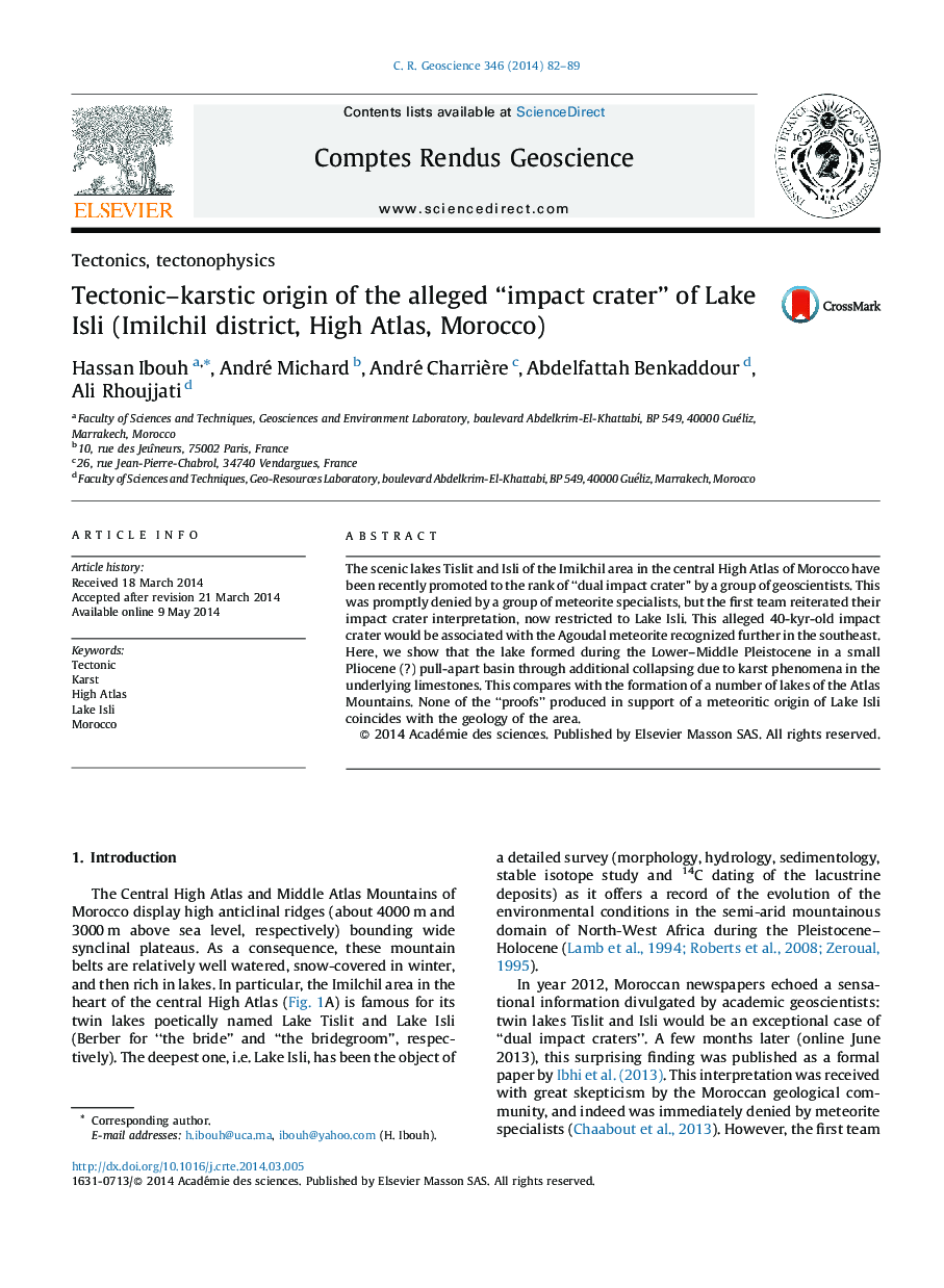 Tectonic–karstic origin of the alleged “impact crater” of Lake Isli (Imilchil district, High Atlas, Morocco)