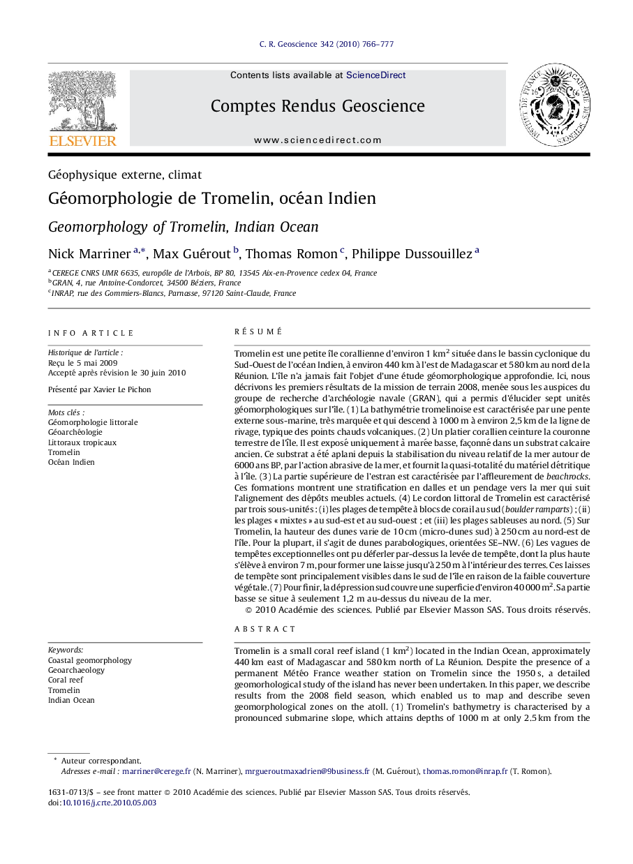 Géomorphologie de Tromelin, océan Indien