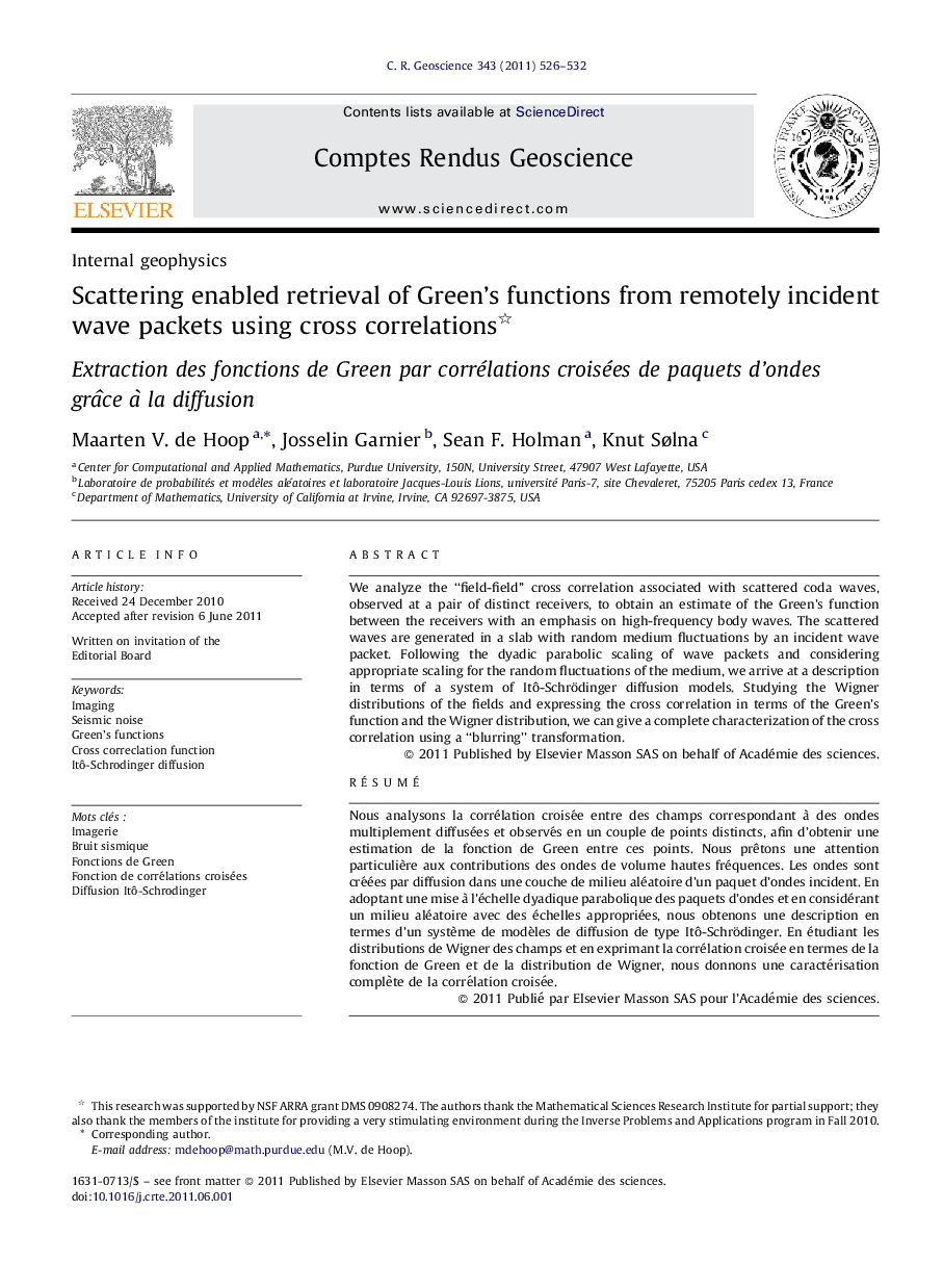 Scattering enabled retrieval of Green's functions from remotely incident wave packets using cross correlations