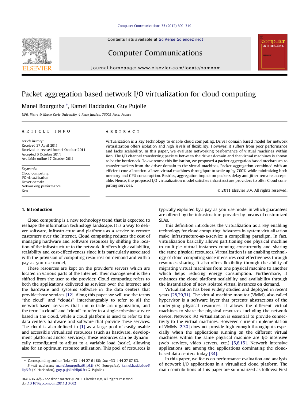 Packet aggregation based network I/O virtualization for cloud computing