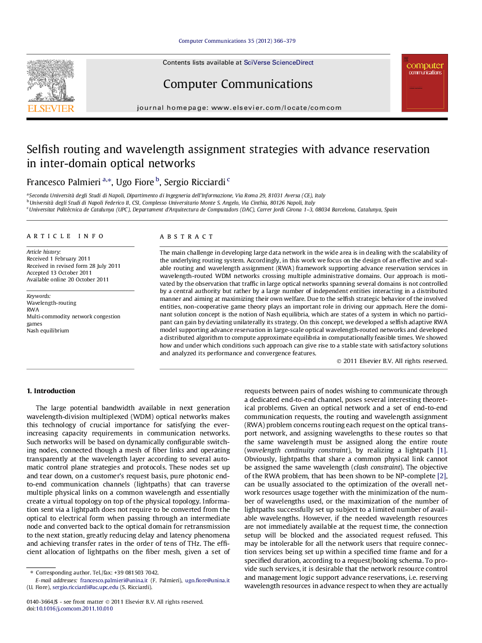 Selfish routing and wavelength assignment strategies with advance reservation in inter-domain optical networks