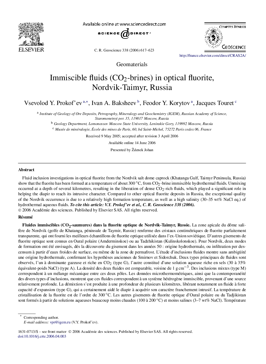 Immiscible fluids (CO2-brines) in optical fluorite, Nordvik-Taimyr, Russia