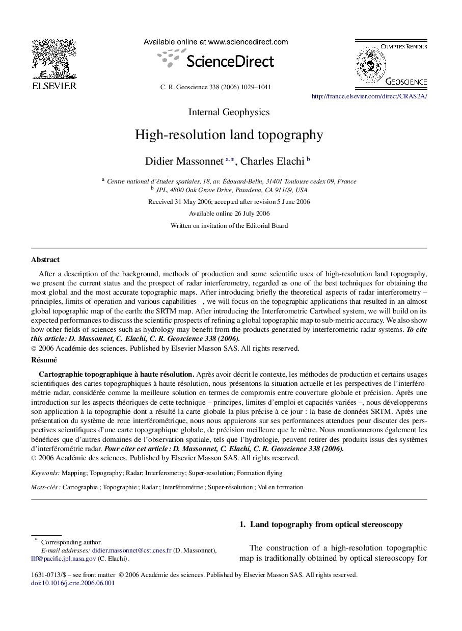 High-resolution land topography