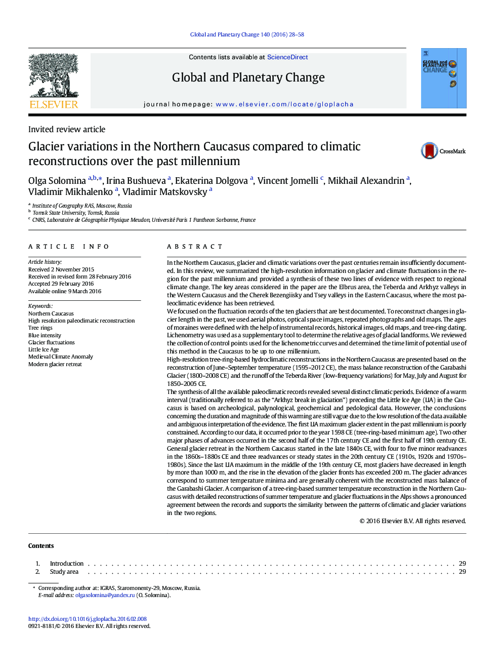 Glacier variations in the Northern Caucasus compared to climatic reconstructions over the past millennium