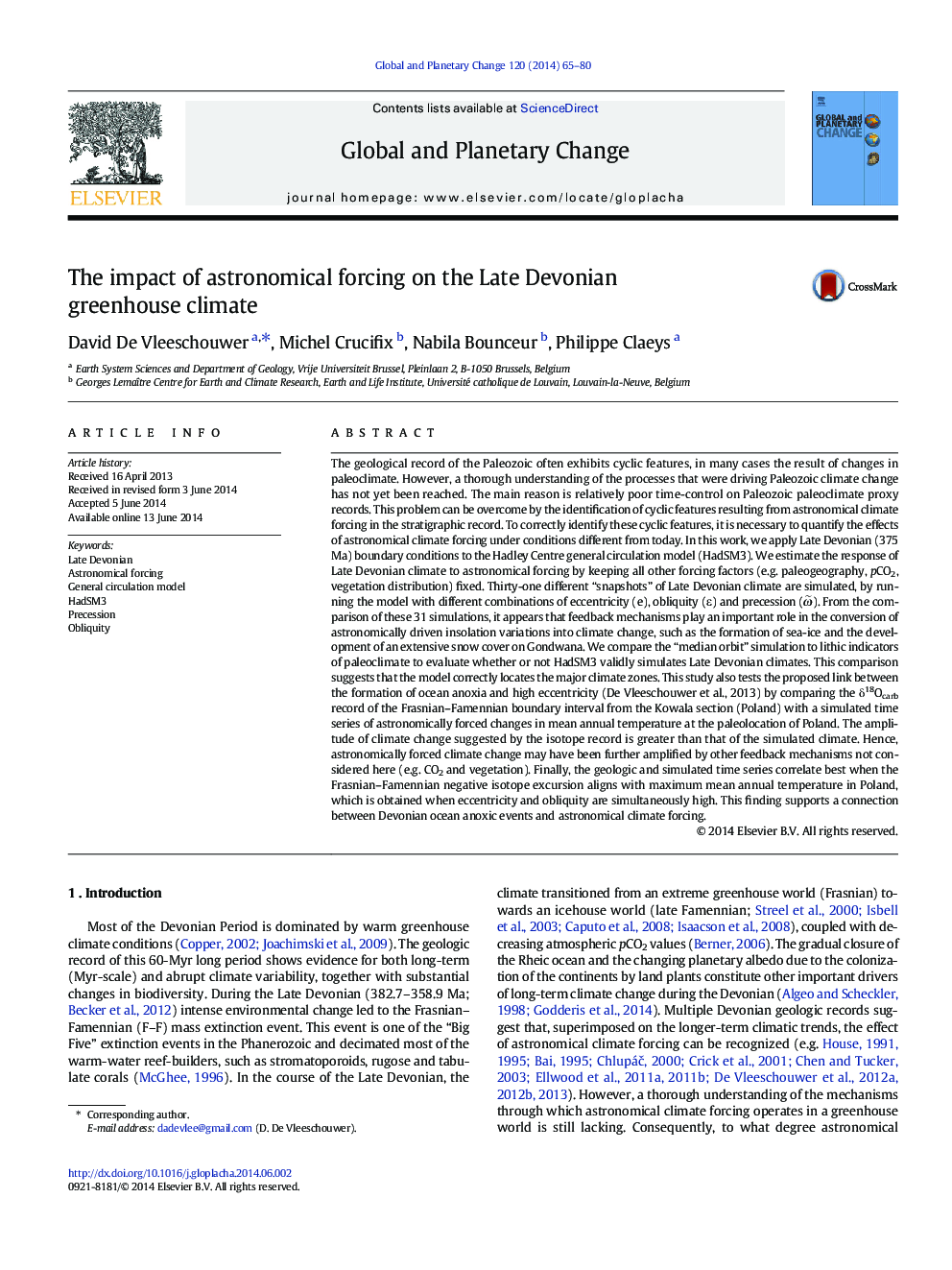 The impact of astronomical forcing on the Late Devonian greenhouse climate