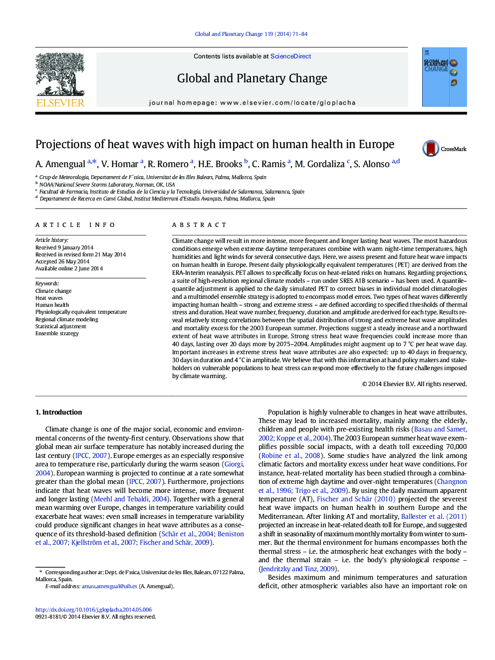 Projections of heat waves with high impact on human health in Europe