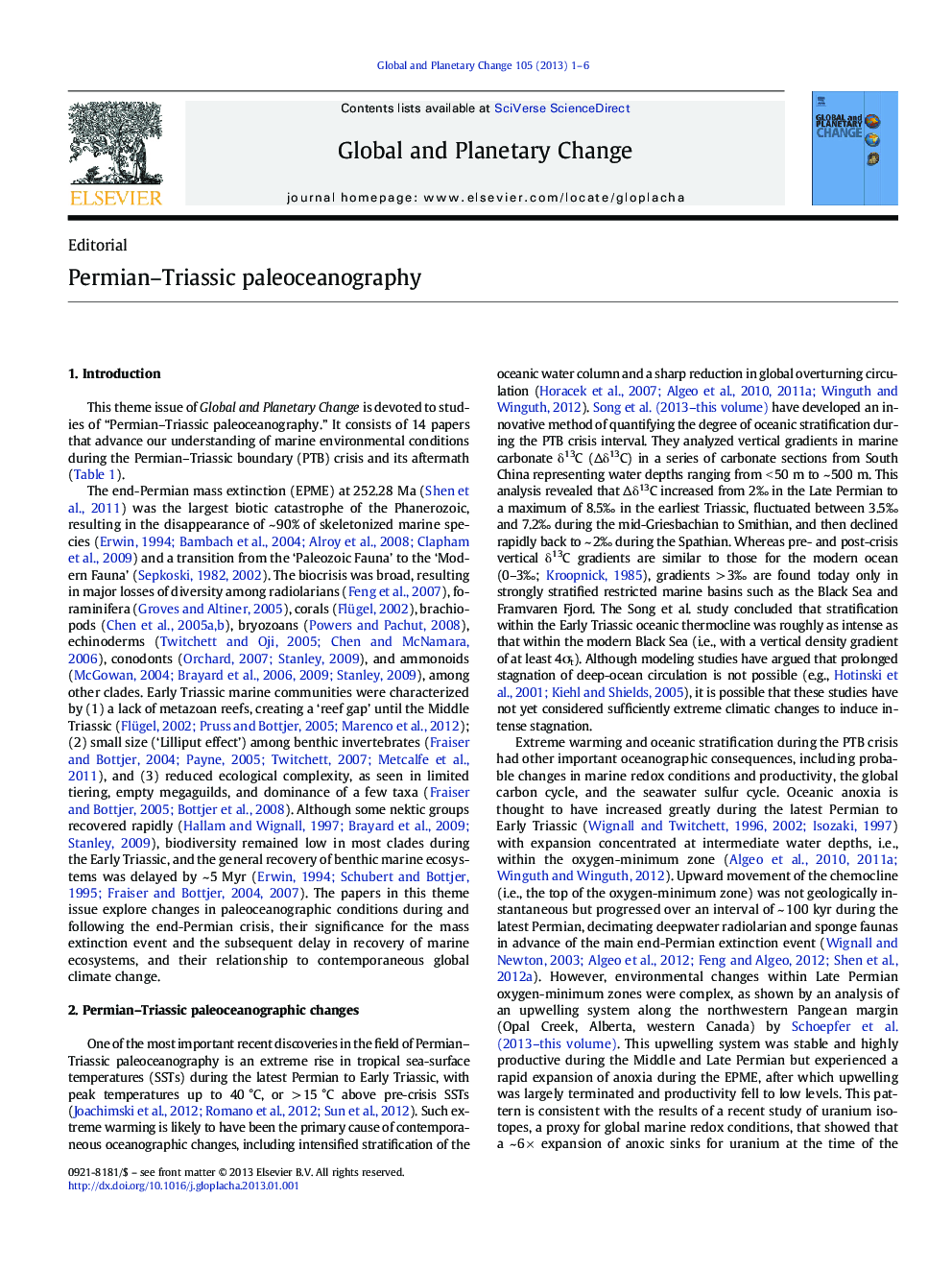 Permian-Triassic paleoceanography