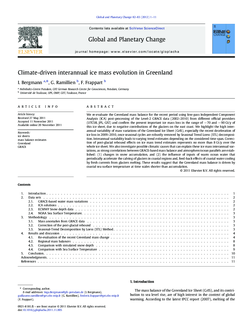 Climate-driven interannual ice mass evolution in Greenland