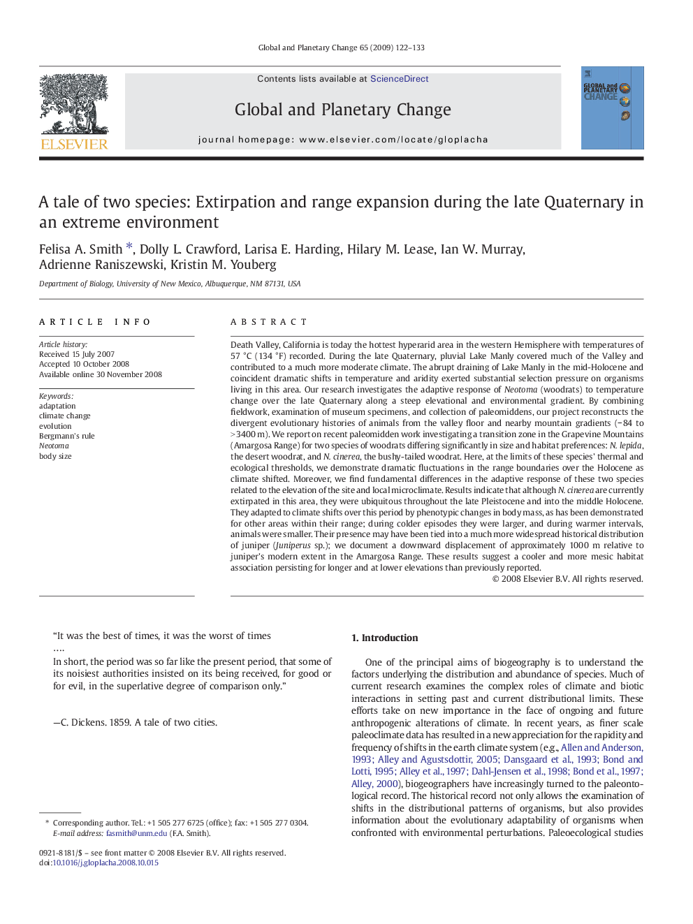 A tale of two species: Extirpation and range expansion during the late Quaternary in an extreme environment