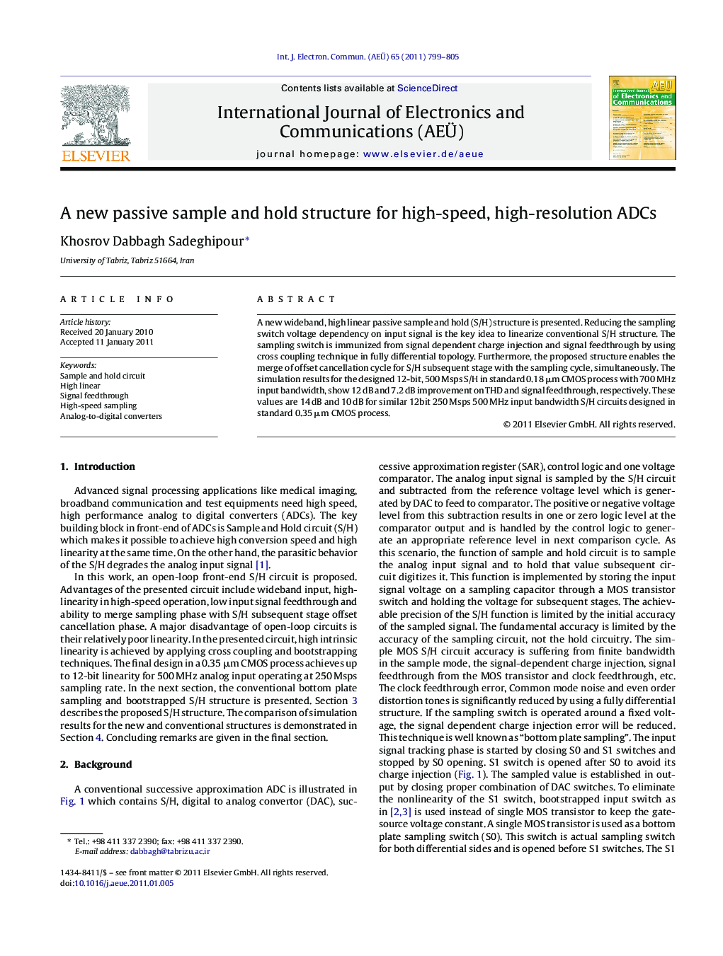 A new passive sample and hold structure for high-speed, high-resolution ADCs