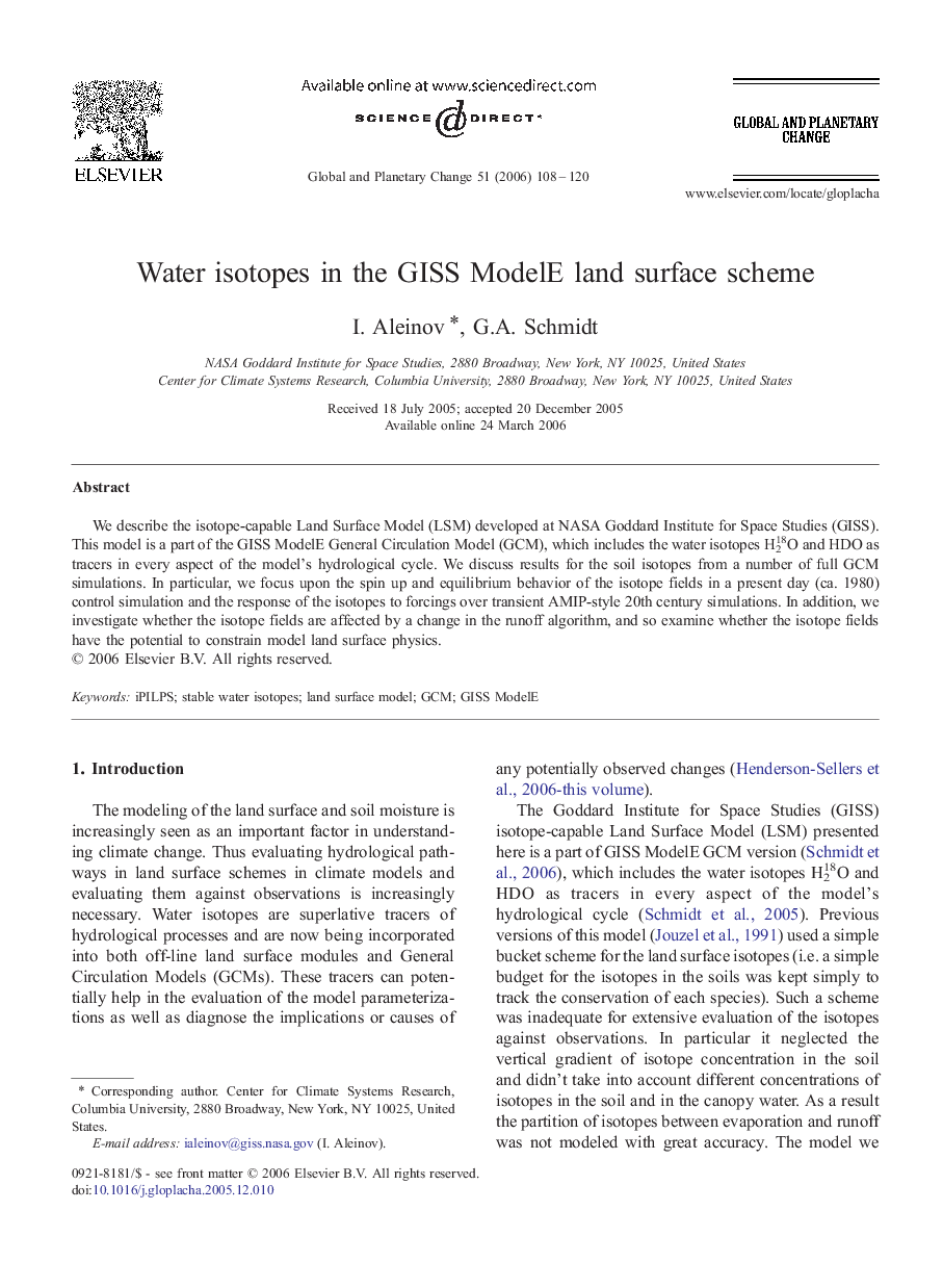 Water isotopes in the GISS ModelE land surface scheme