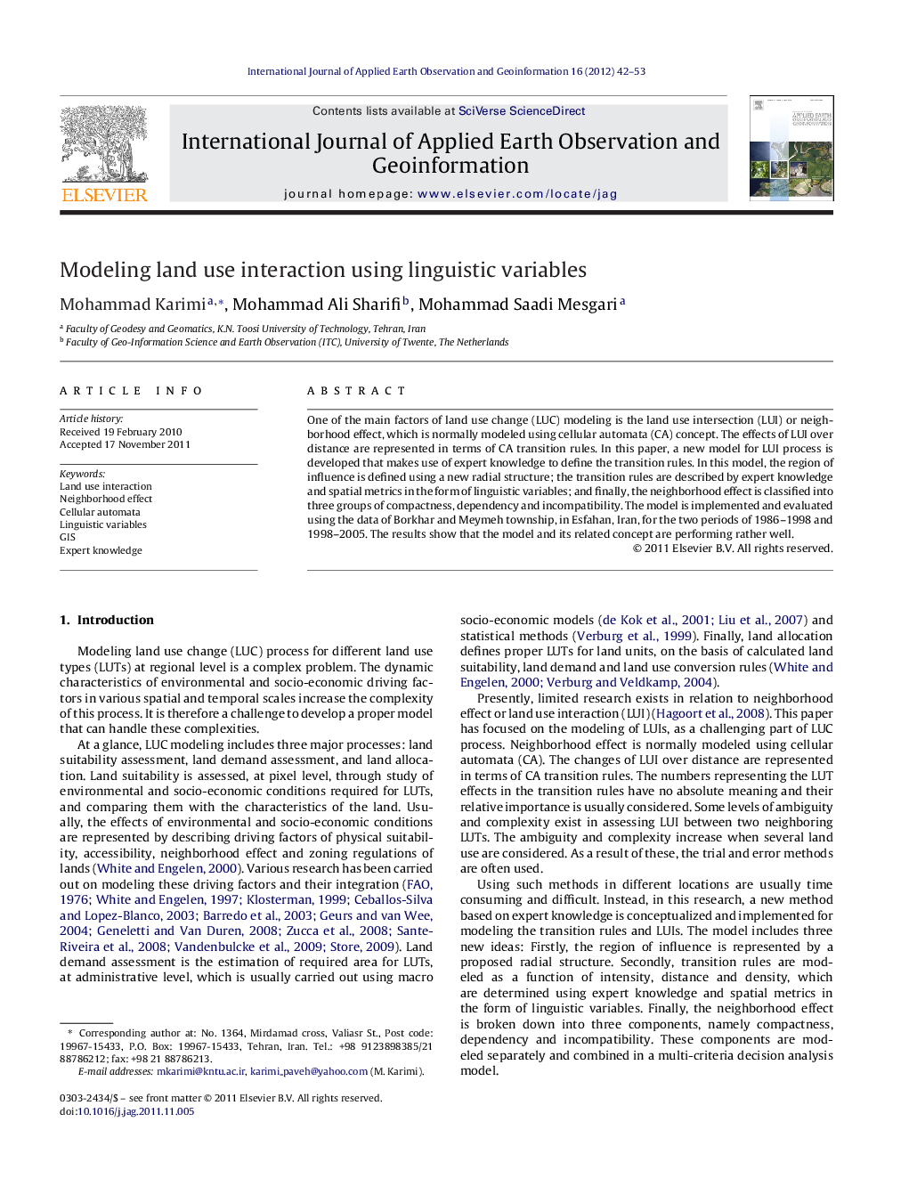 Modeling land use interaction using linguistic variables