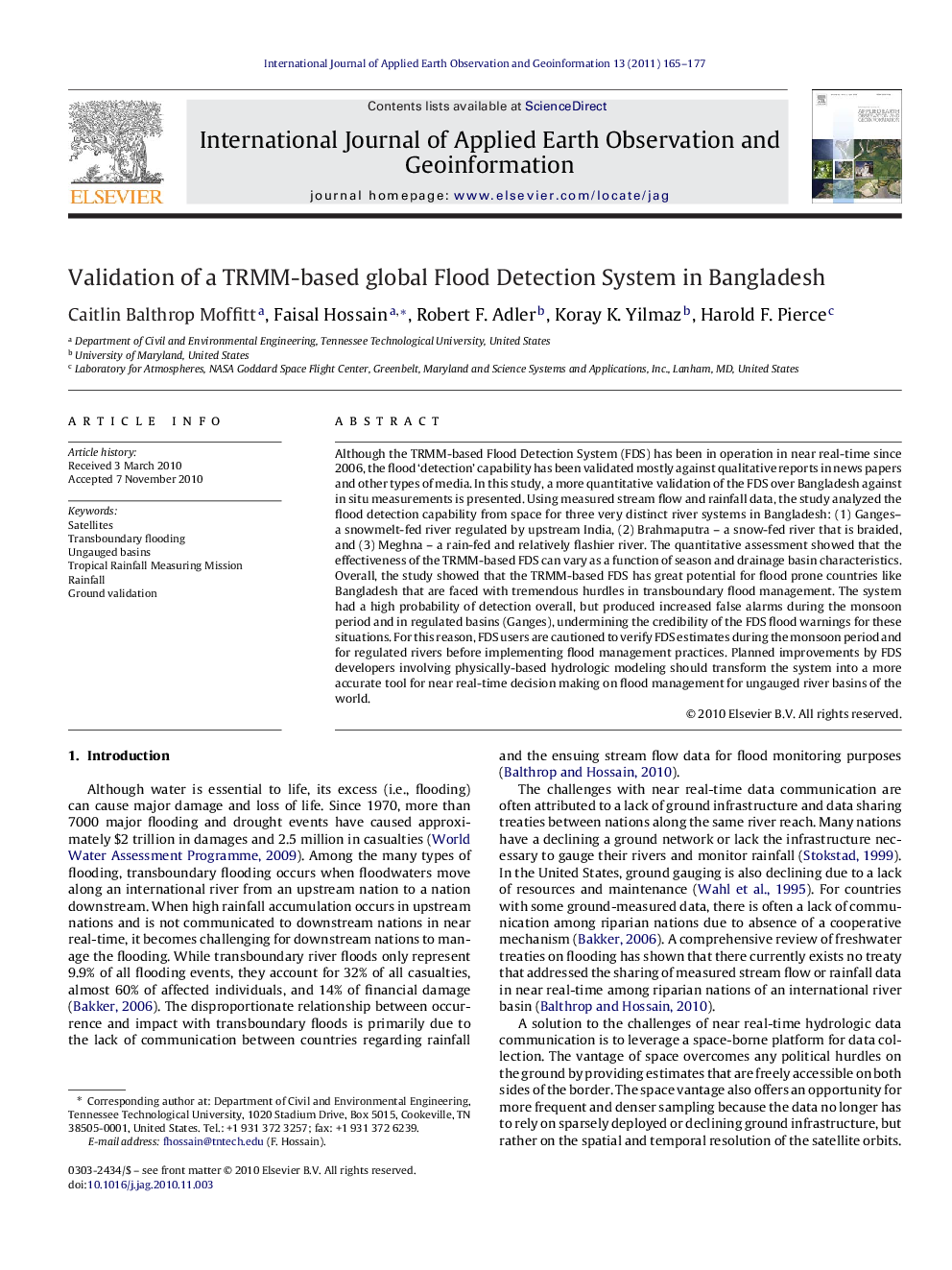 Validation of a TRMM-based global Flood Detection System in Bangladesh