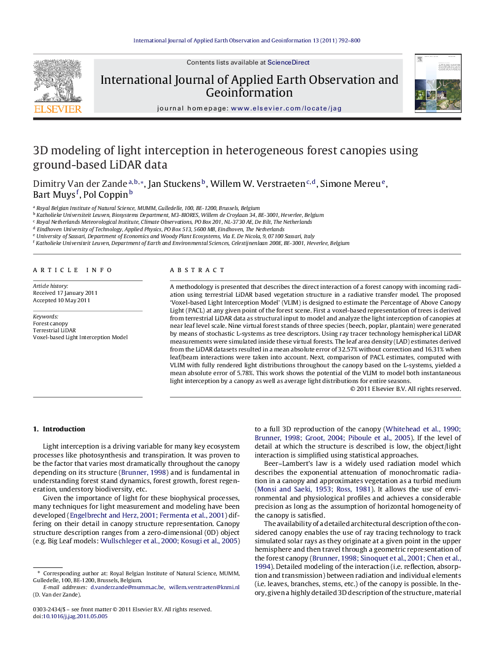 3D modeling of light interception in heterogeneous forest canopies using ground-based LiDAR data