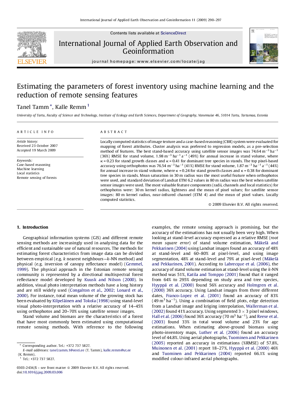 Estimating the parameters of forest inventory using machine learning and the reduction of remote sensing features