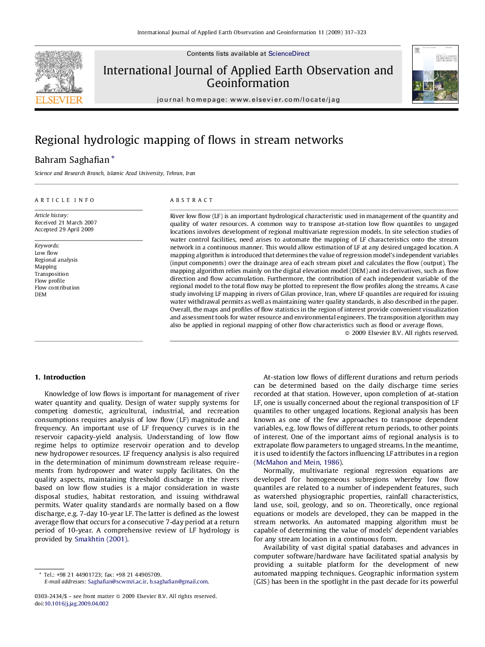 Regional hydrologic mapping of flows in stream networks