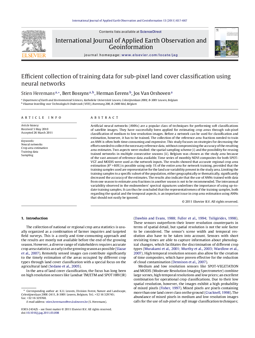 Efficient collection of training data for sub-pixel land cover classification using neural networks